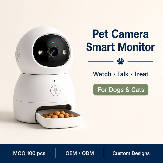 Smart Pet Camera with Treat Dispenser WiFi Two Way Audio Night Vision Remote Interaction Pet Monitor Wholesale