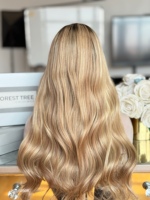 Perruque juive SHY Lace Front Top en cheveux humains vierges bruts blonds, ondulations naturelles, confortable pour un usage quotidien, OEM ODM