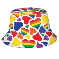 Chapeaux bob personnalisés en polyester à transfert thermique, drapeau arc-en-ciel de la fierté LGBTQ+, pour les lesbiennes, les bisexuels, les gays et les transgenres