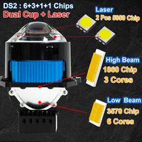 Phares à led personnalisés 65W 2.5 pouces bi led lentille de projecteur ampoules de voiture 6500K h7 accessoires de voiture lumière 12V H4 ampoules de phare C4