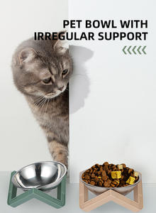 Tigela Removível Ecológica para Água e Comida de Animais de Estimação em Aço Inoxidável com Suporte <span class=keywords><strong>Irregular</strong></span> de Plástico para Pequenos Animais - Product Image 4
