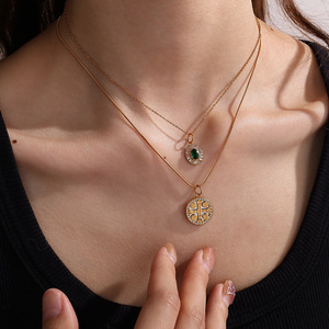 Collier en acier inoxydable avec pendentif rond en zircon étoile de mer, style vintage français, pour femme, accessoire de bijoux, cadeau - Product Image 4