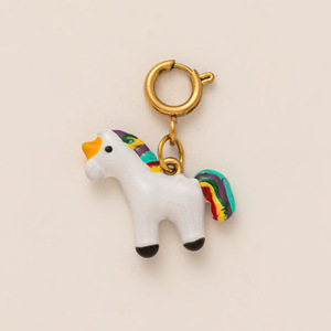 YIMEIL&Fashion Dijes <span class=keywords><strong>de</strong></span> Acero Inoxidable Chapados en Oro <span class=keywords><strong>de</strong></span> 18K con Diseños Pintados a Mano <span class=keywords><strong>de</strong></span> Loro, Gato y Unicornio, con Cierre <span class=keywords><strong>de</strong></span> Resorte - Product Image 5