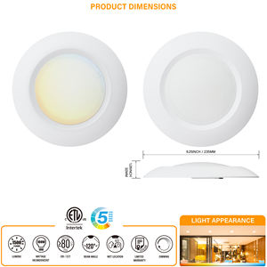 Plafonnier LED encastré 9 pouces, design discret, profil bas, éclairage encastré, montage en surface, lumière disque dimmable - Product Image 2