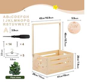 Caja <span class=keywords><strong>de</strong></span> madera personalizada para baby shower, armario, cesta para bebé con asa, caja <span class=keywords><strong>de</strong></span> almacenamiento <span class=keywords><strong>de</strong></span> <span class=keywords><strong>bienvenida</strong></span>, soporte para recién nacido, niño y niña, estante <span class=keywords><strong>de</strong></span> regalos - Product Image 4