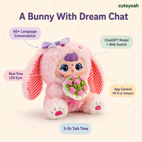 Peluche interactive intelligente Aimmy, lapin kawaii, jouet en peluche doux, lapin aux longues oreilles, poupée, bouquet de fleurs au crochet, chat vocal IA, Montessori
