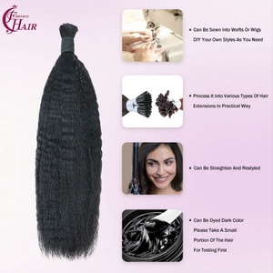 FH 100% Unprocessed Virgin Natural Kinky Straight Bulk <b>Braiding</b> Cabelo Human Hair No Weft <b>for</b> <b>Braiding</b> Hair <b>Extensions</b> - Product Image 3