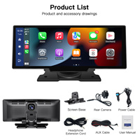 CARABC 10.25 pouces carplay écran portable étanche Android Auto écran d'affichage pour voiture universel Dashcam avec dash cam