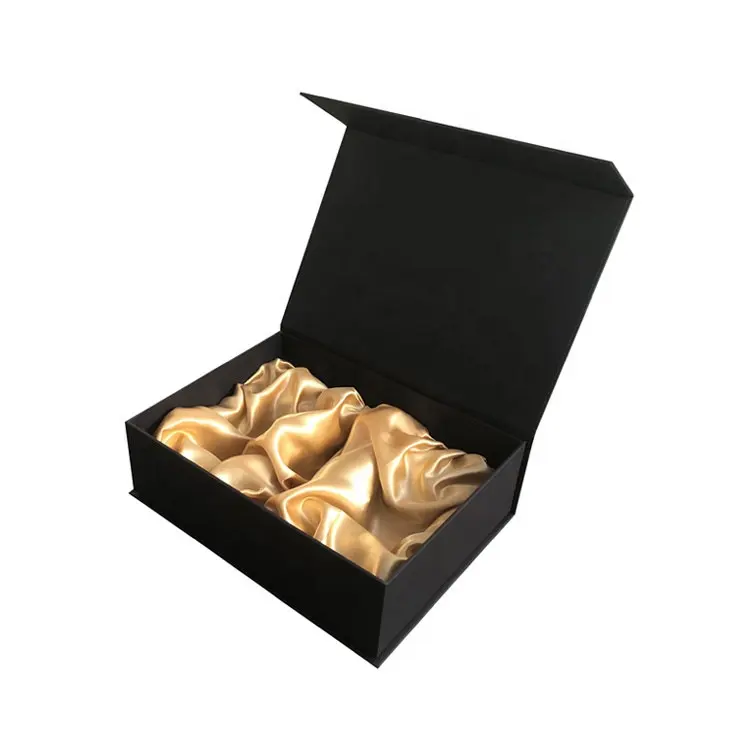 Luxury Silk Satin Lined Paper Boxes Women Handbags Purses Black Packaging Box Heel Sandals Shoes Gift package Box for wedding