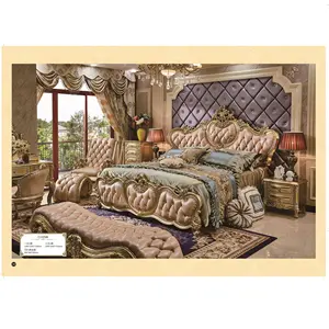 High Quality Luxury Italian Bedroom Sets Antique furniture Sets Classic Style Latest Wooden Beds