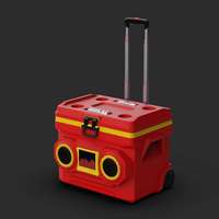 LIHENG Glacière isotherme 40L avec haut-parleur Bluetooth, lecteur audio et chariot à roulettes pour le transport d'eau