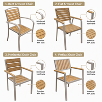 Une variété de chaises d'extérieur empilables en bois contemporain, résistantes à l'eau, au soleil et à la rouille, meubles de jardin