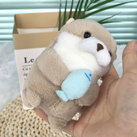 Porte-clés loutre en coton créatif, jouet en peluche pour sacs et poupées, couleur rouge