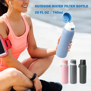 Botella de agua con filtro de acero inoxidable y botella de agua filtrada con carbón activado con purificador de filtro