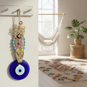Ornement en macramé œil porte-bonheur 10x30cm, décoration de maison en verre, design créatif - Product Image 3