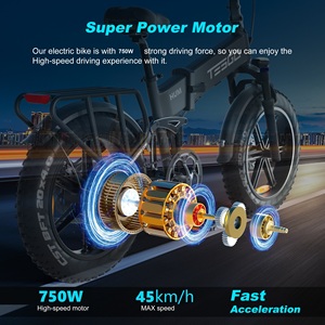 Bicicleta Eléctrica Plegable de 750W 48V con Llantas Gruesas de 20 Pulgadas, Suspensión Completa, Bicicleta de Montaña Todoterreno para Adultos - Product Image 3