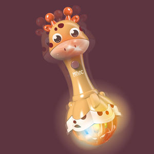 Cadeau de naissance, adorable hochet girafe, hochet pour bébé en plastique souple écologique, jouet à agiter avec lumière et son - Product Image 4