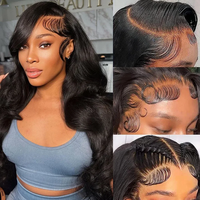Perruque frontale en dentelle HD 13x4 de 30 pouces, naturelle, style Body Wave, 100% cheveux humains indiens bruts, pour femmes noires