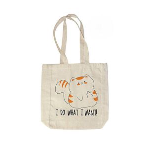 Индивидуальные Мультяшные сумки-тоут из натурального хлопка и холста для покупок через плечо для женщин - Product Image 2