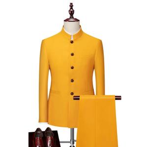 <span class=keywords><strong>Costume</strong></span> d'affaires de luxe pour <span class=keywords><strong>homme</strong></span>, coupe ajustée, avec <span class=keywords><strong>veste</strong></span> à col montant, idéal pour les occasions professionnelles et les mariages - Product Image 2