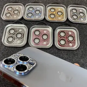 Elmas glitter tasarım kamera lensi koruyucu 9H cam iPhone 12 11 pro max mini