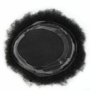 Prothèse capillaire indétectable 100 % cheveux humains bouclés afro pour hommes avec base PU+Mono, cheveux Remy indiens, couleur personnalisable et densité moyenne-légère - Product Image 4