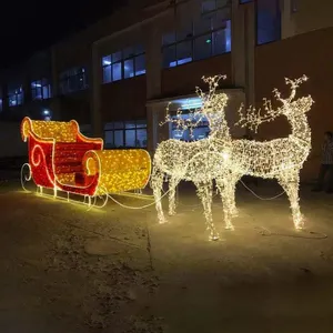 Trineo de santa claus para exteriores, trineo de Reno 3d de tamaño real para Navidad