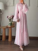 Robe Abaya musulmane longue à double volant et manches cloche Mexizo, vêtements islamiques de luxe pour femmes, Dubaï