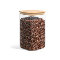 Récipient alimentaire en verre de 156 oz, pot à farine carré de 1 gallon, couvercle hermétique en bambou, grand récipient de rangement pour garde-manger