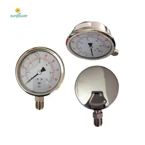 All SS 0-250 Degrees Fahrenheit/Celsius Industrial Bimetal Thermometer Back Connection