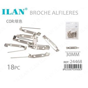 Spille di Sicurezza Ilan 30mm Argento 18 Pezzi Accessori per Abbigliamento - Product Image 3