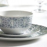 Ensemble de dîner gris à carreaux marocains, cadeau de Noël, vaisselle pour restaurant, mariage, motif personnalisé, assiette en céramique