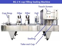 Machine de remplissage et de scellage linéaire automatique de tasse de K 2000BPH pneumatique pour les composants de noyau chimique de boisson moteur PLC de moteur