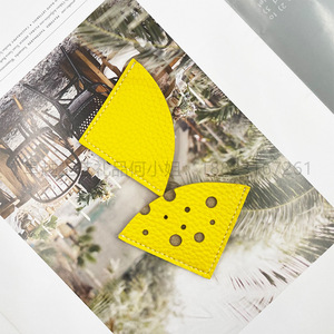 New arrival, in stock! Creative mini book corner protector, page clip, PU leather, cute cartoon cheese-shaped <b>bookmark</b>. - Product Image 3