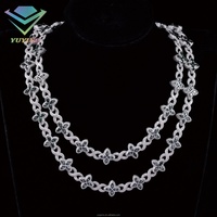 Collier trèfle à quatre feuilles en argent sterling 925 plaqué or, bijoux hip-hop tendance, diamant moissanite VVS, chaîne cubaine