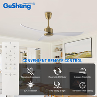 Ventilateur de plafond LED décoratif moderne de 52 pouces avec 3 pales en ABS, moteur en cuivre DC, certification CE CB ETL pour la maison, l'hôtel et les projets