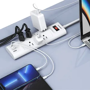 Hot Selling Home Safety Overspanningsbeveiliging Verlengstuk 7 Way 2M Kabel Elektrische Multifunctionele Stekker Voor Bureau