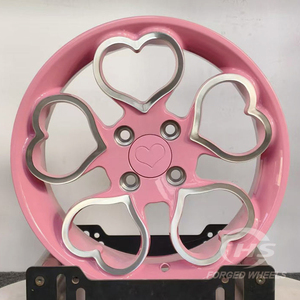 Cerchi monoblocco in lega forgiata 4 fori 4x100 1 pezzo con rivestimento rosa cerchi per auto 18 19 20 pollici a forma di cuore - Product Image 2