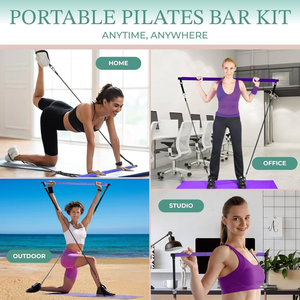 Kit Portatile per Allenamento Domestico Multifunzionale con Barra per Yoga e Pilates per Donne, con Bande di Resistenza e <span class=keywords><strong>Accessori</strong></span> per Esercizi - Product Image 6