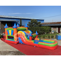 Château gonflable aquatique coloré avec toboggan et piscine pour enfants – Idéal pour les jeux d'été en extérieur