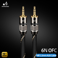 Câble audio ATAUDIO Hifi 3,5 mm mâle-mâle pour téléphone, voiture, stéréo domestique, casque, ordinateur, câble auxiliaire 3,5 mm OFC 3 pôles