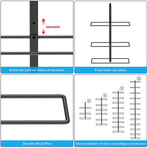 2瓶金属玻璃壁安装在显示器挂钩下挂着橱柜酒瓶支架下的铬存储支架 - Product Image 3