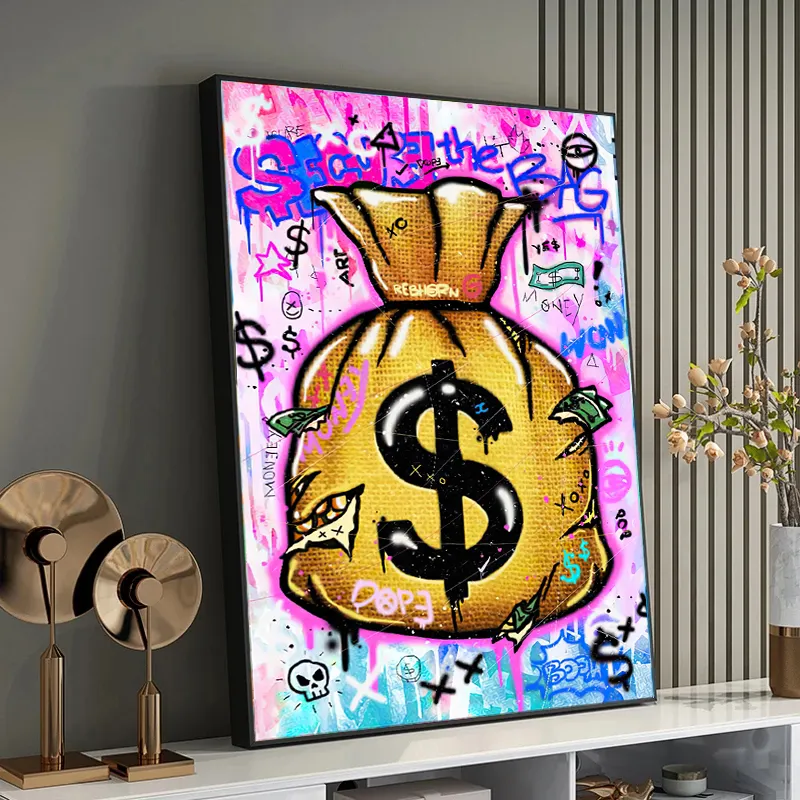 Graffiti Poster and Prints Street Pop Money Dollar Canvas Painting Wall Picture Cuadros Modern money wall art canvas