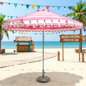 Parasol de jardin robuste résistant au vent Parasol de patio Parasol à coquille avec pompon Parasol de jardin pour <span class=keywords><strong>piscine</strong></span> Plage - Product Image 5