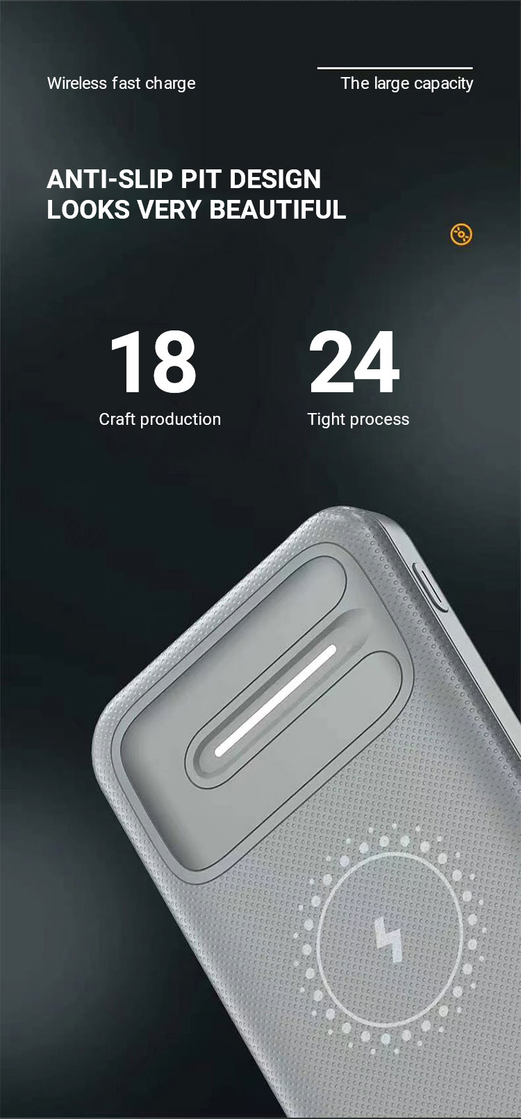 H7660a7497afc46a8912648f99627e89dL - Powerbank Wireless Pro 10.000mAh Sort