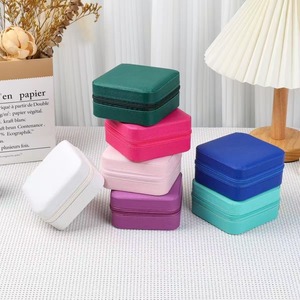 Wholesale Custom Logo Lady Fashion Eco-Friendly Square Zipper Portable PU Jewelry Packaging Box for Rings <b>Earrings</b> Necklaces - Product Image 1