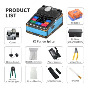 K5 fusi splicer 6 motor pelurusan inti Mini mesin Splicing serat optik mesin las untuk ftth