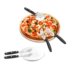 10 cái bánh <span class=keywords><strong>Pizza</strong></span> phụ kiện công cụ thiết lập bánh <span class=keywords><strong>Pizza</strong></span> <span class=keywords><strong>Cutter</strong></span> với bảng gỗ, dao và nĩa - Product Image 2