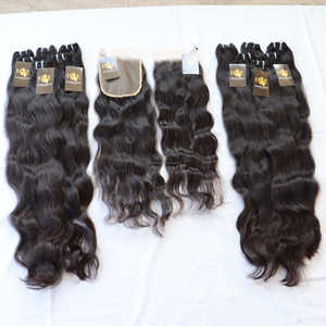 Paquets de cheveux Body Wave avec Lace Frontal Closure, paquets de cheveux brésiliens naturels avec Swiss HD Transparent Closure - Product Image 1