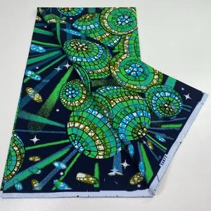 Tissu <span class=keywords><strong>Africain</strong></span> Original Néerlandais 100% Coton <span class=keywords><strong>Pagne</strong></span> <span class=keywords><strong>Super</strong></span> Pailleté Cire Grand <span class=keywords><strong>Super</strong></span> Or Cire pour Vêtements pour Sacs Tissu Organza - Product Image 2